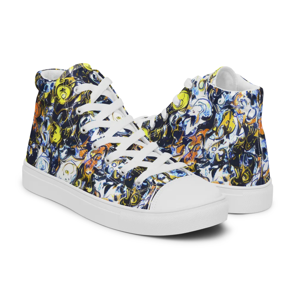 Lemon Static on Men's High Top Canvas Shoes — Right