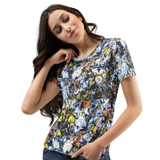 Lemon Static on a Women's Crew Neck T-Shirt