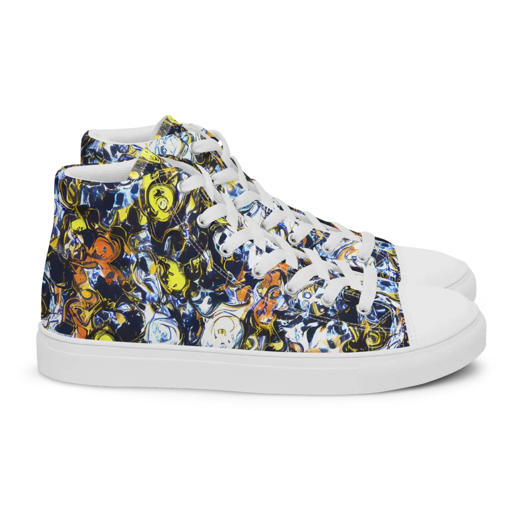 Lemon Static on Women's High Top Canvas Shoes — Right