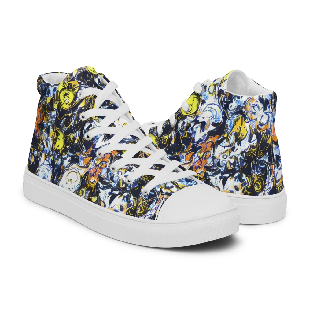 Lemon Static on Women's High Top Canvas Shoes — Right