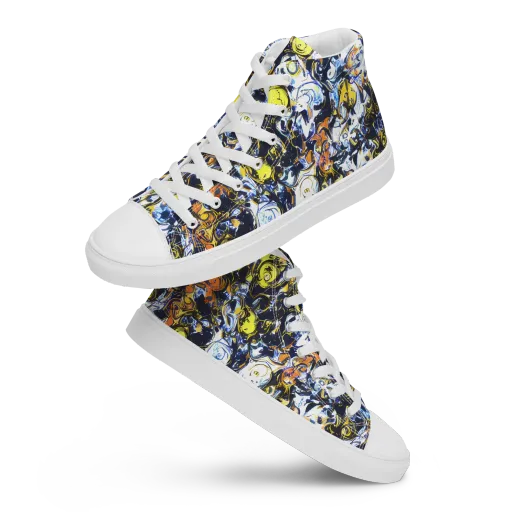 Lemon Static on a Women's High Top Canvas Shoes