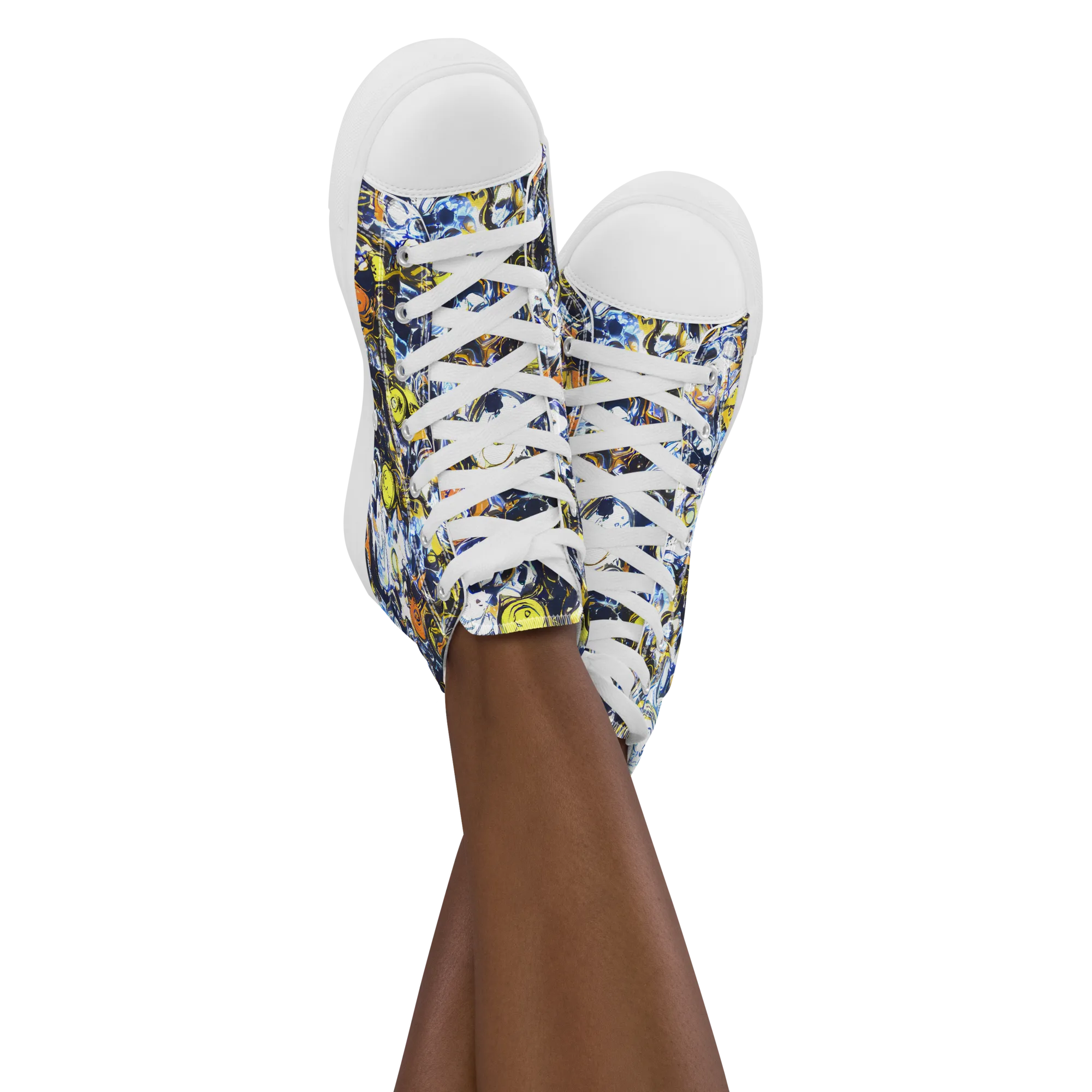 Lemon Static on Women's High Top Canvas Shoes — Front