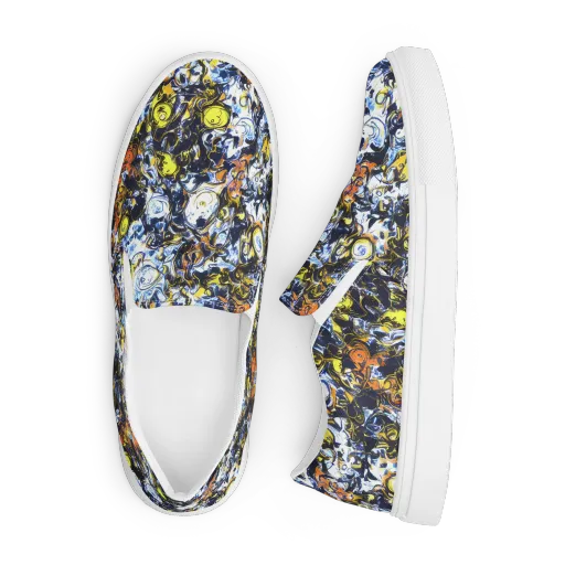 Lemon Static on a Men's Slip-On Canvas Shoes