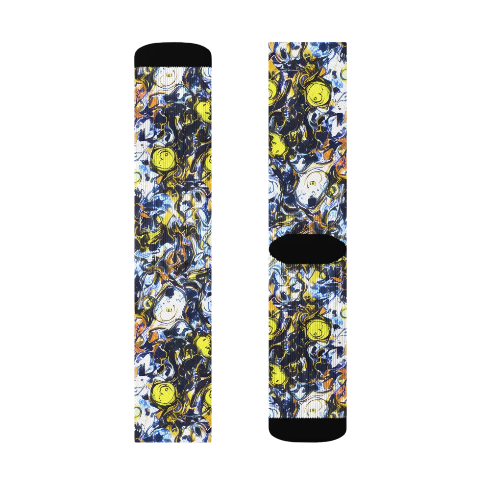 Lemon Static on Socks — Left Sock
