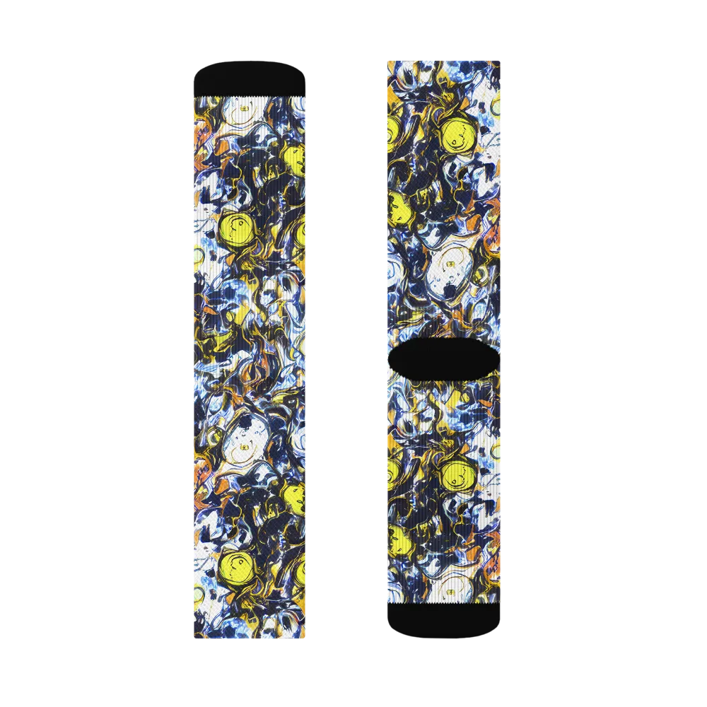 Lemon Static on Socks — Right Sock