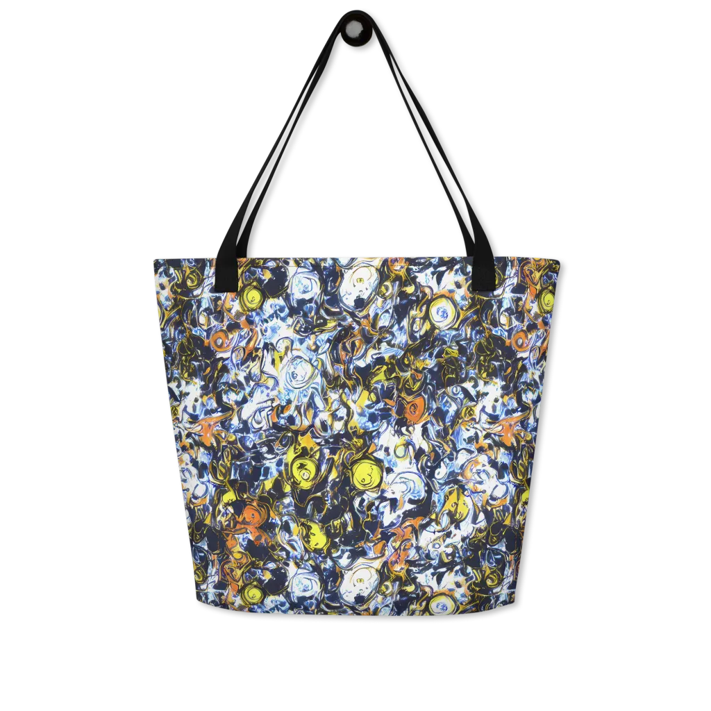 Lemon Static on Large Tote Bag W/ Pocket — Front