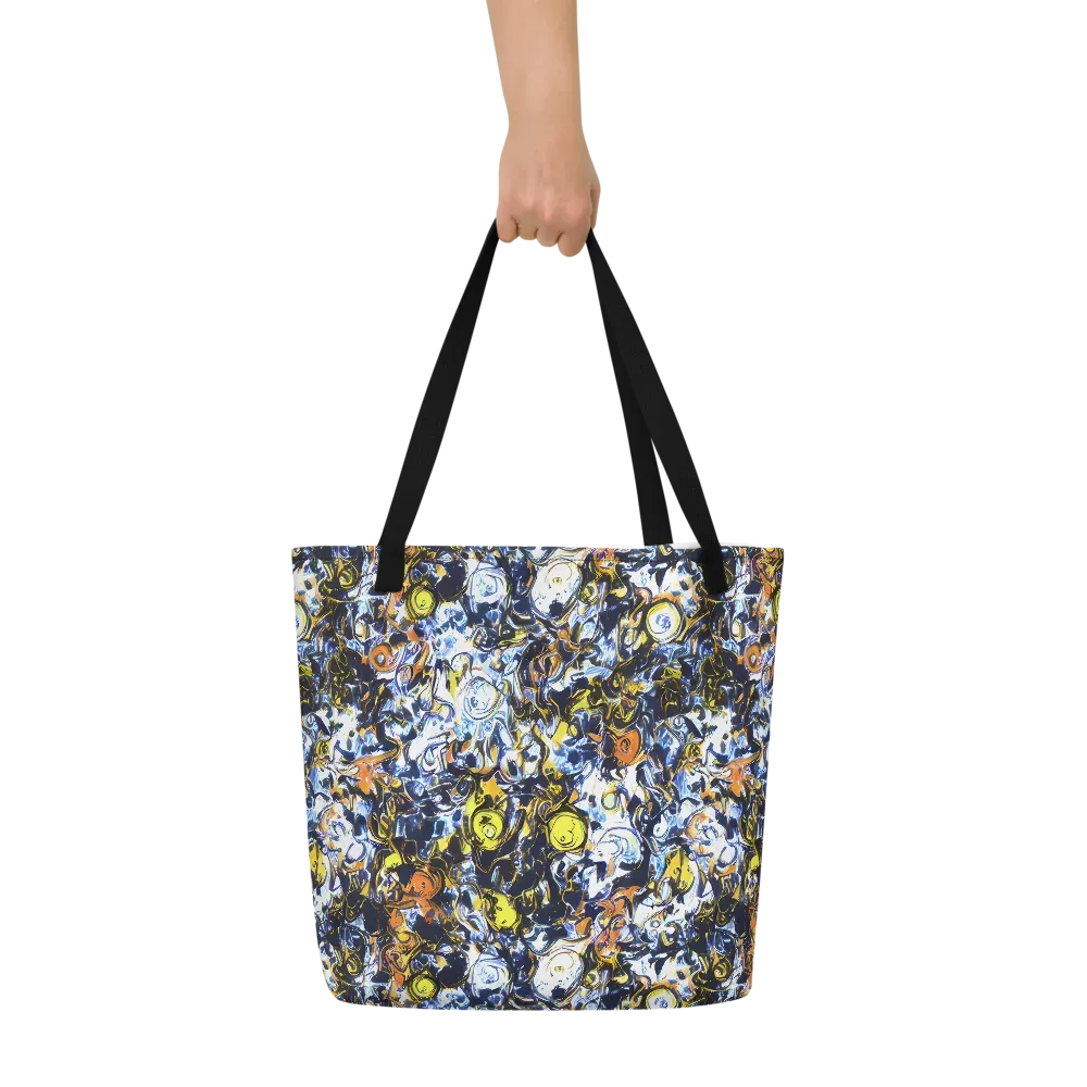 Lemon Static on Large Tote Bag W/ Pocket — Front