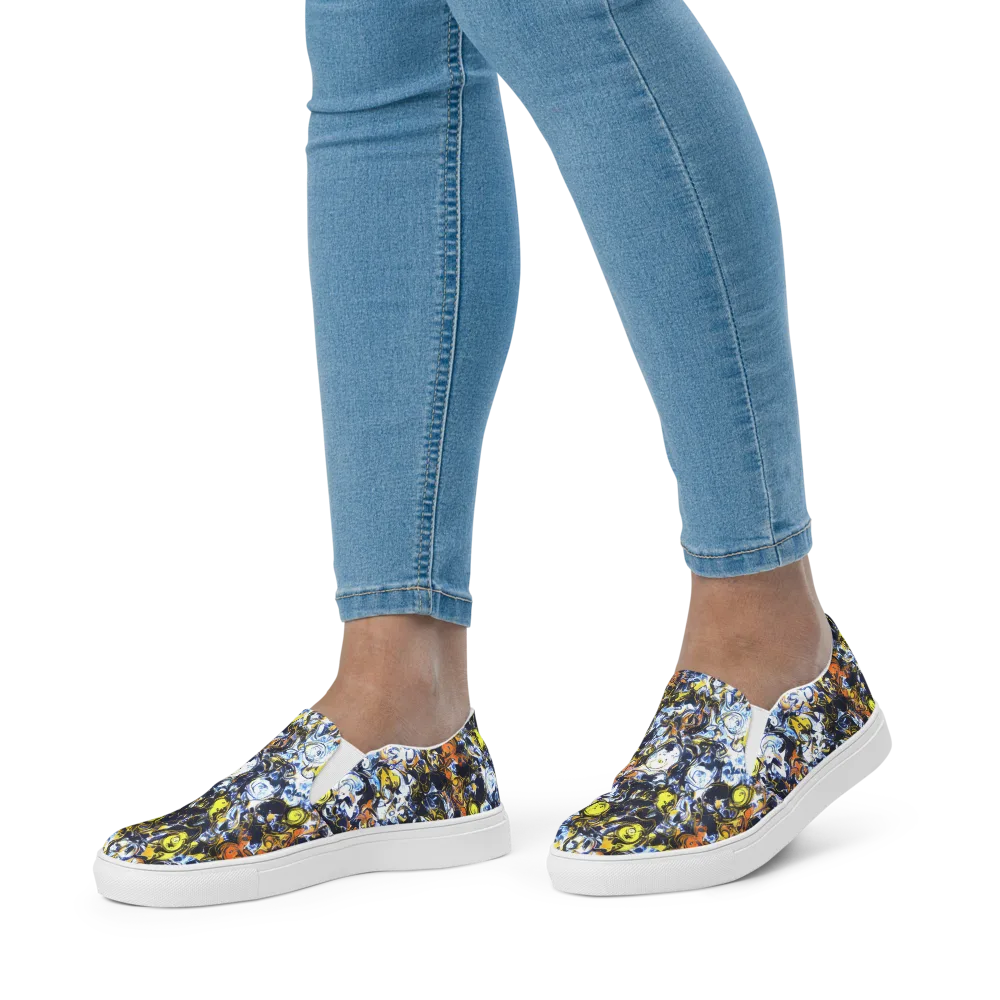 Lemon Static on Women's Slip-On Canvas Shoes — Front