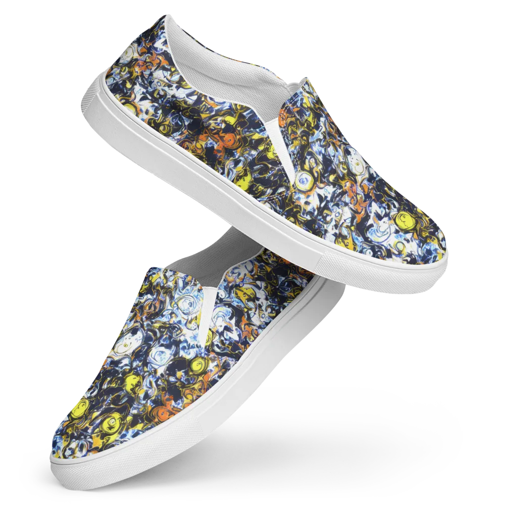 Lemon Static on Women's Slip-On Canvas Shoes — Front