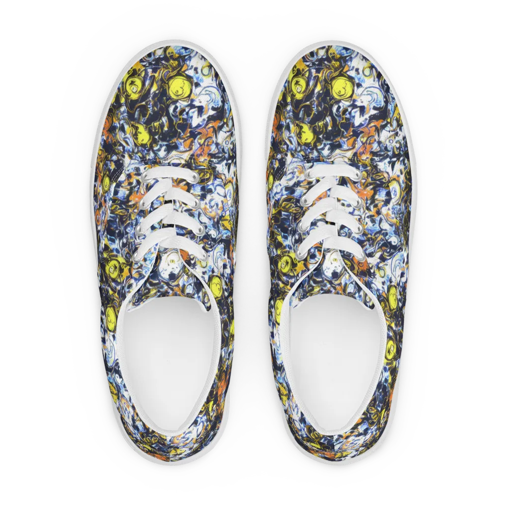 Lemon Static on Men's Lace-Up Canvas Shoes — Front