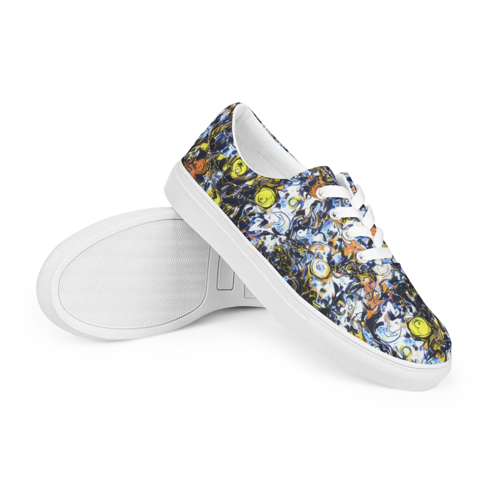 Lemon Static on Men's Lace-Up Canvas Shoes — Right Front