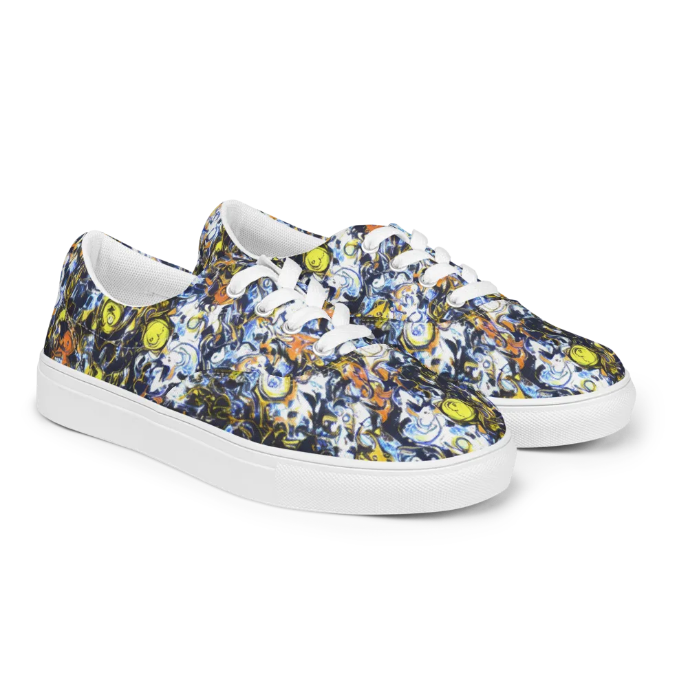Lemon Static on Men's Lace-Up Canvas Shoes — Right Front