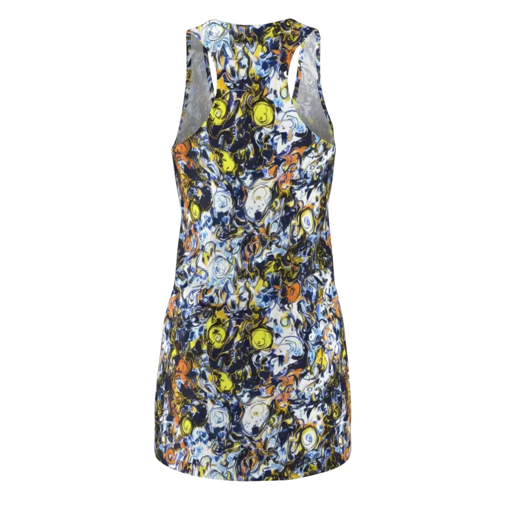 Lemon Static on Racerback Dress — Back