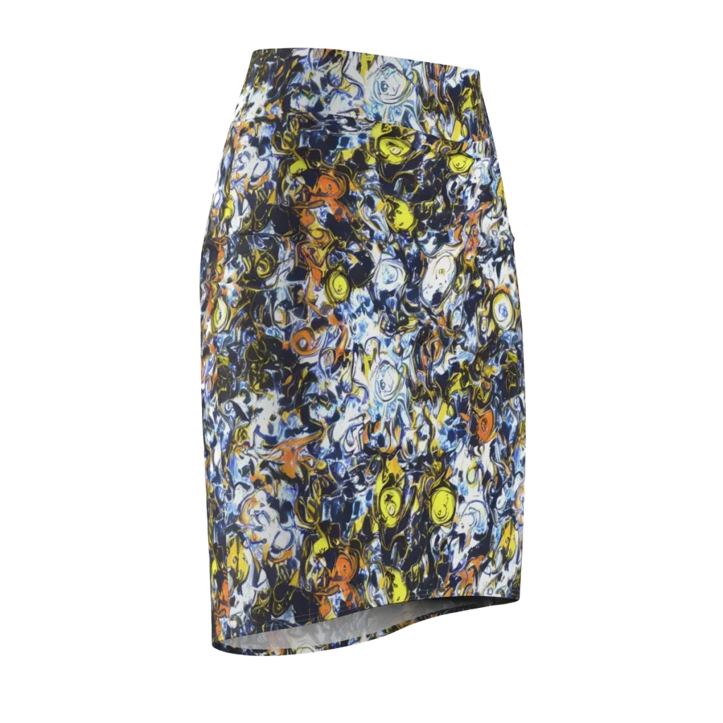 Lemon Static on Pencil Skirt — Front Side