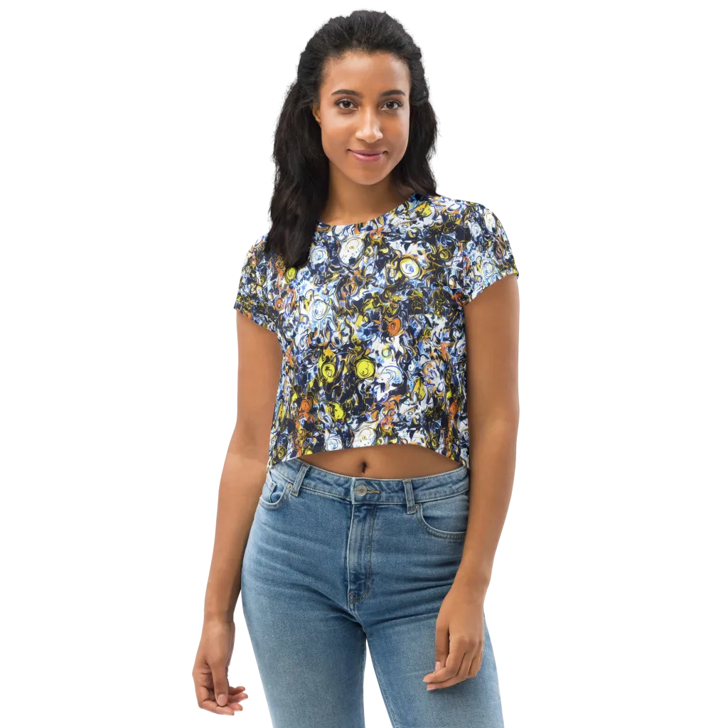 Lemon Static on Crop Tee — Front
