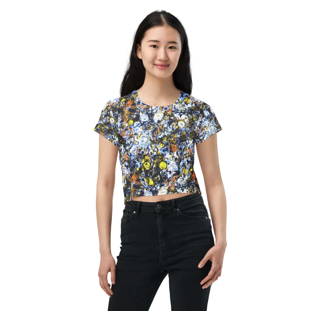 Lemon Static on Crop Tee — Front