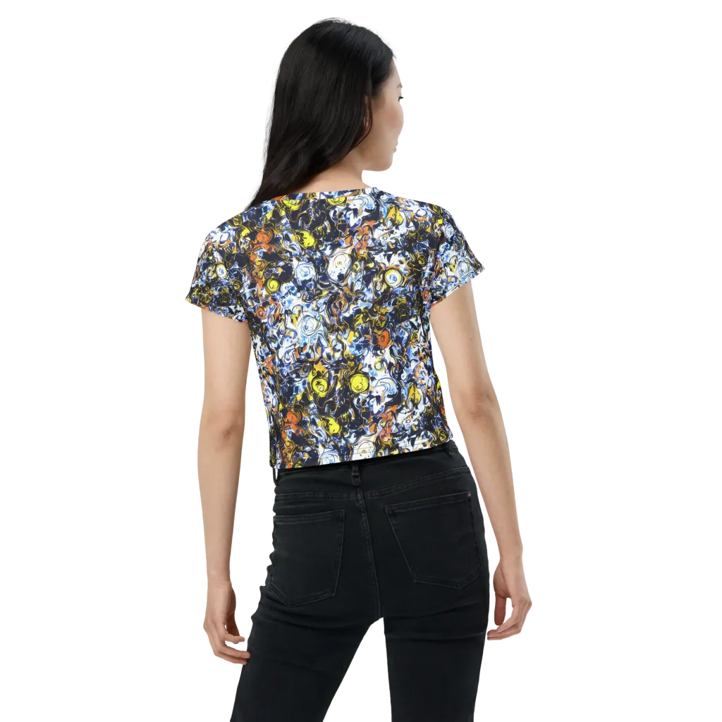 Lemon Static on Crop Tee — Back