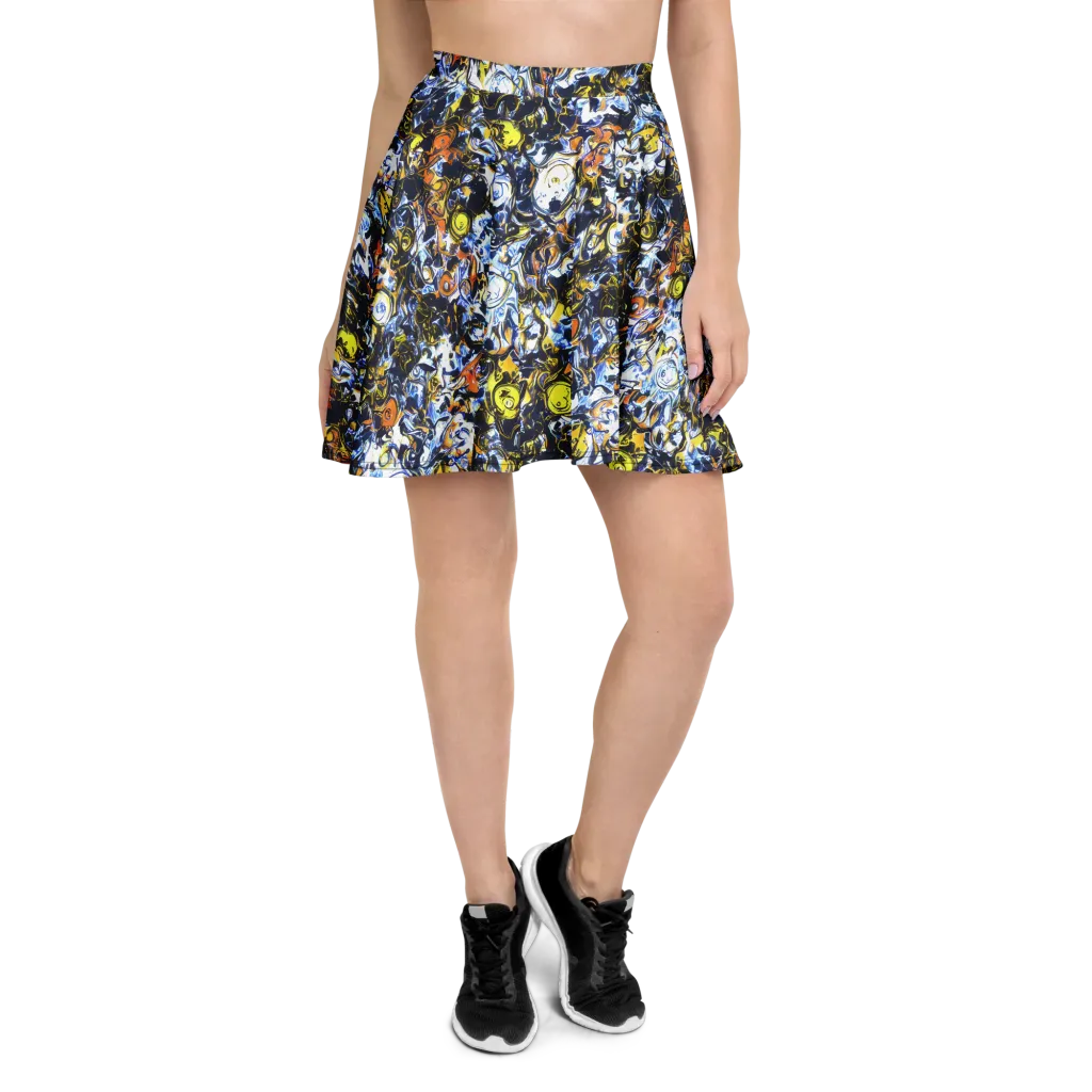 Lemon Static on Skater Skirt — Front