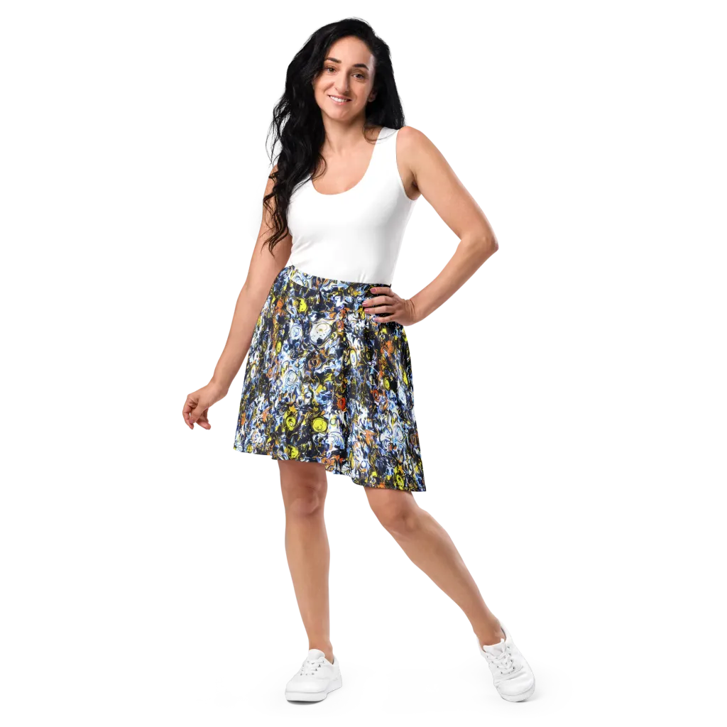 Lemon Static on Skater Skirt — Front