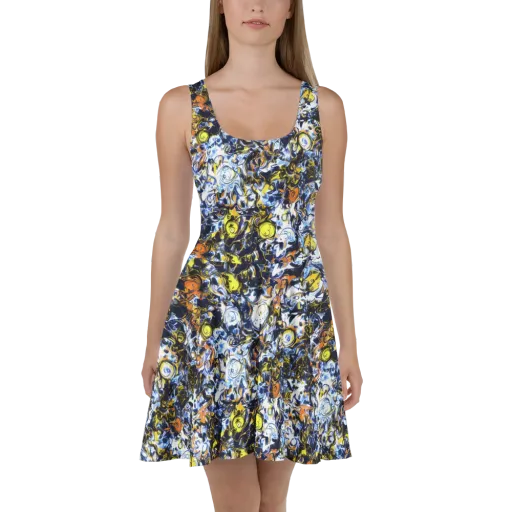 Lemon Static on a Skater Dress