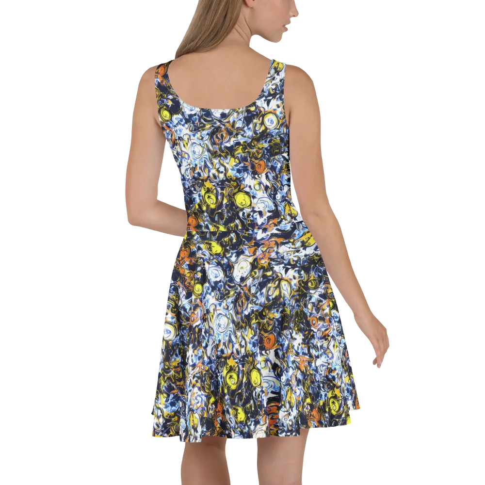 Lemon Static on Skater Dress — Back