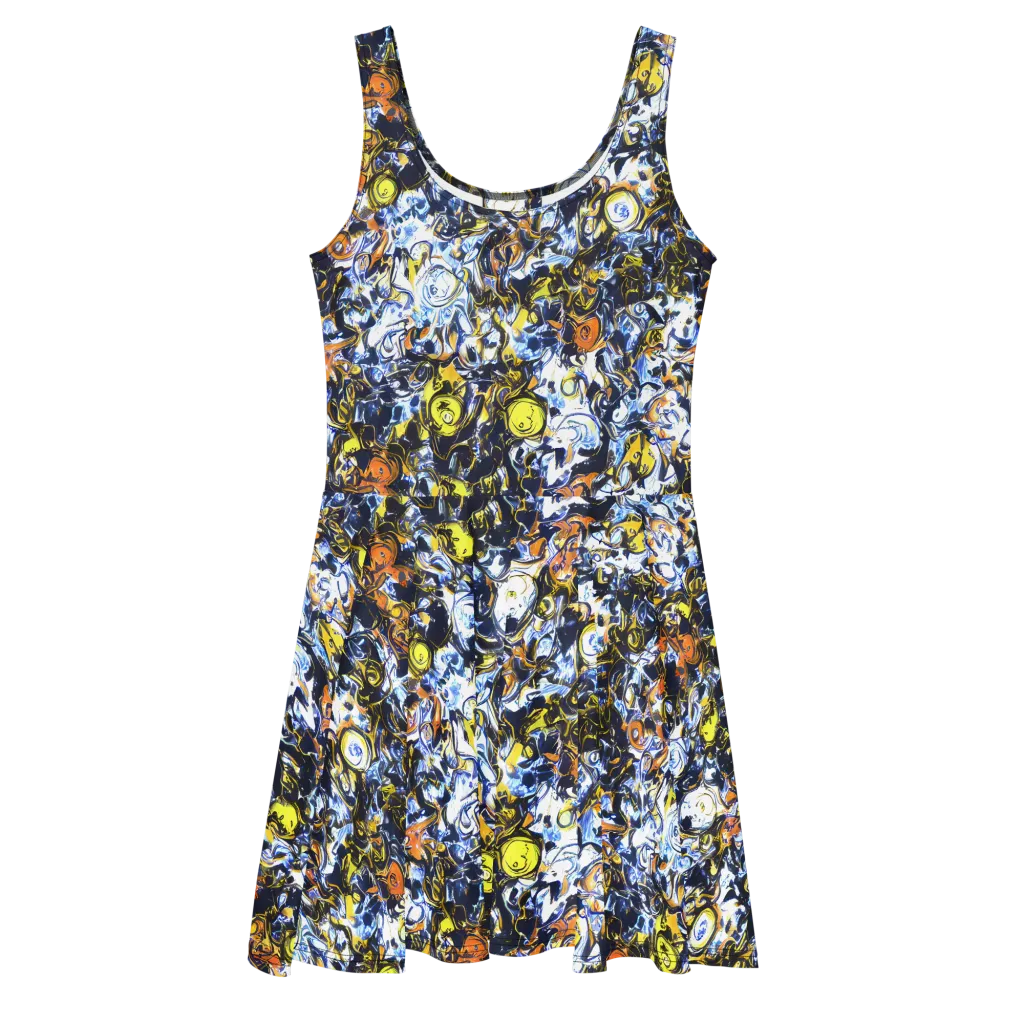 Lemon Static on Skater Dress — Front
