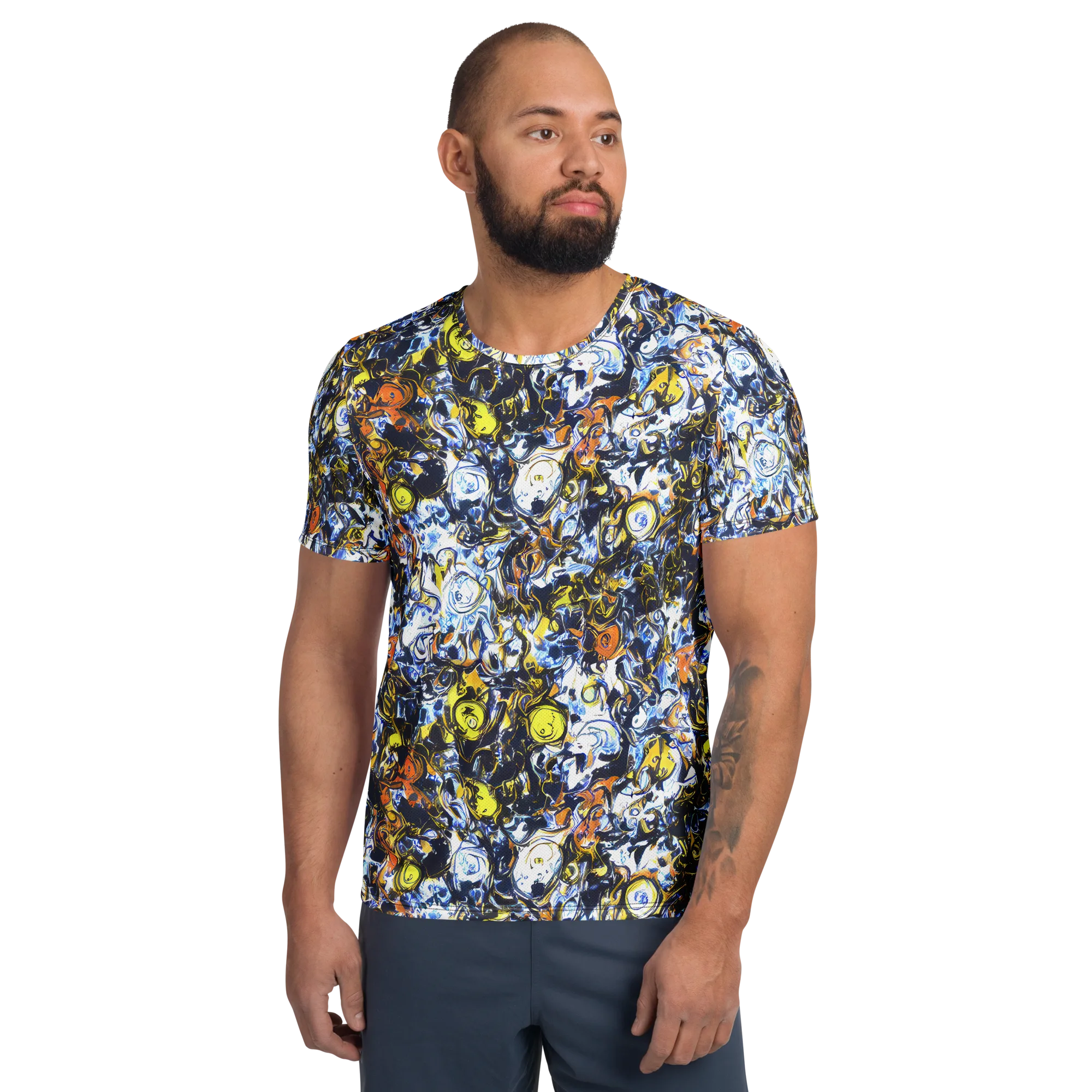 Lemon Static on Men's Athletic T-Shirt — Front