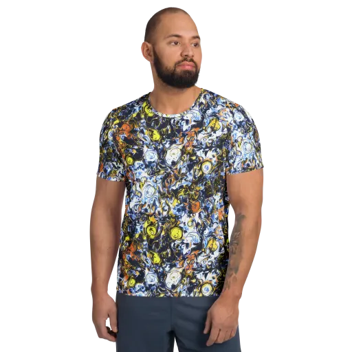 Lemon Static on a Men's Athletic T-Shirt
