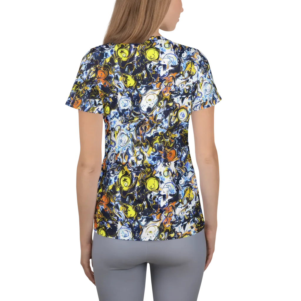 Lemon Static on Women's Athletic T-Shirt — Back