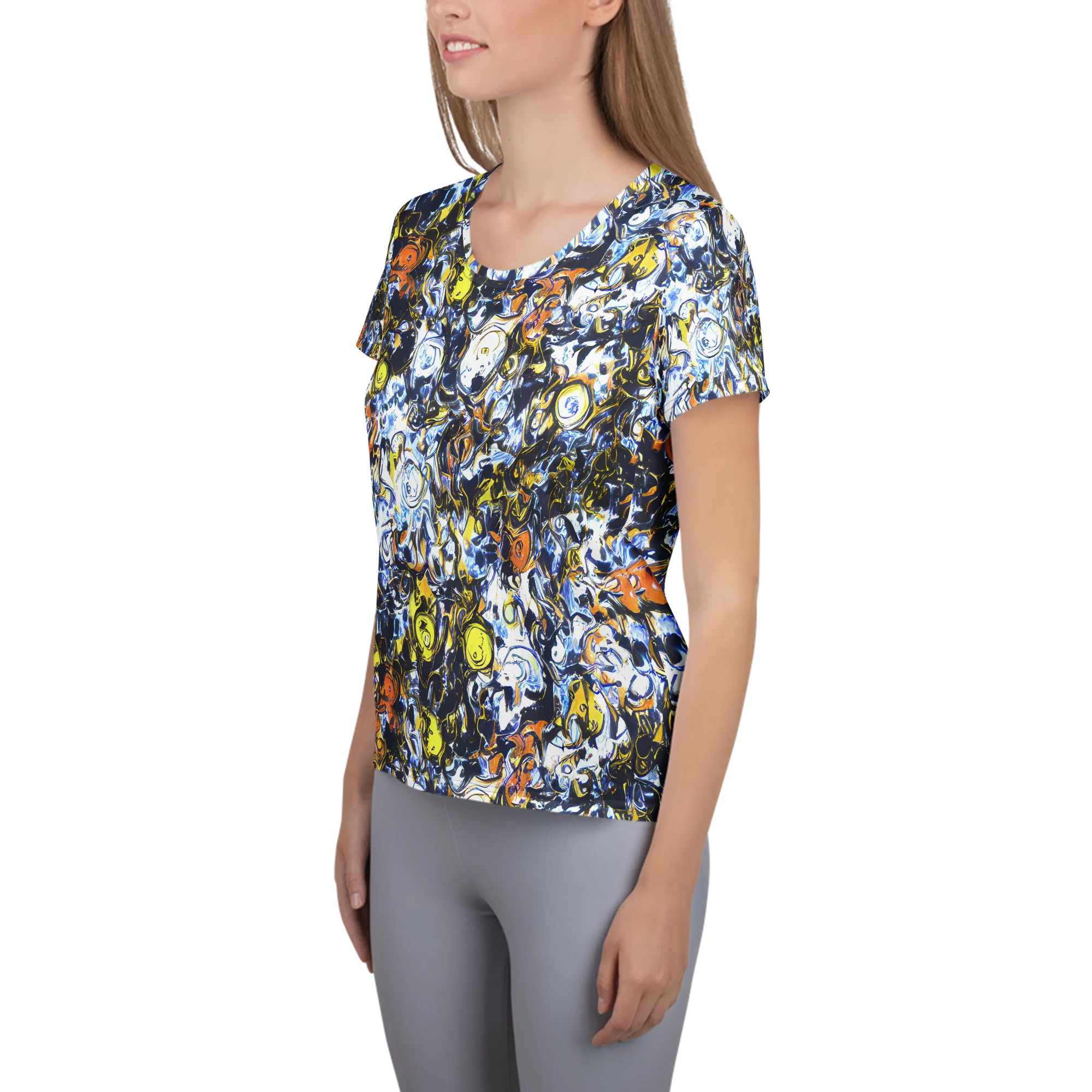 Lemon Static on Women's Athletic T-Shirt — Left