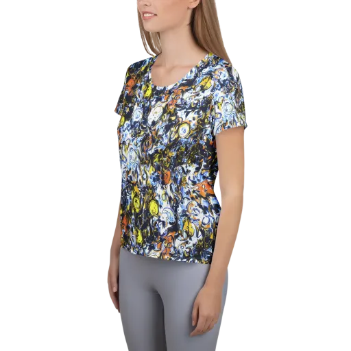 Lemon Static on a Women's Athletic T-Shirt