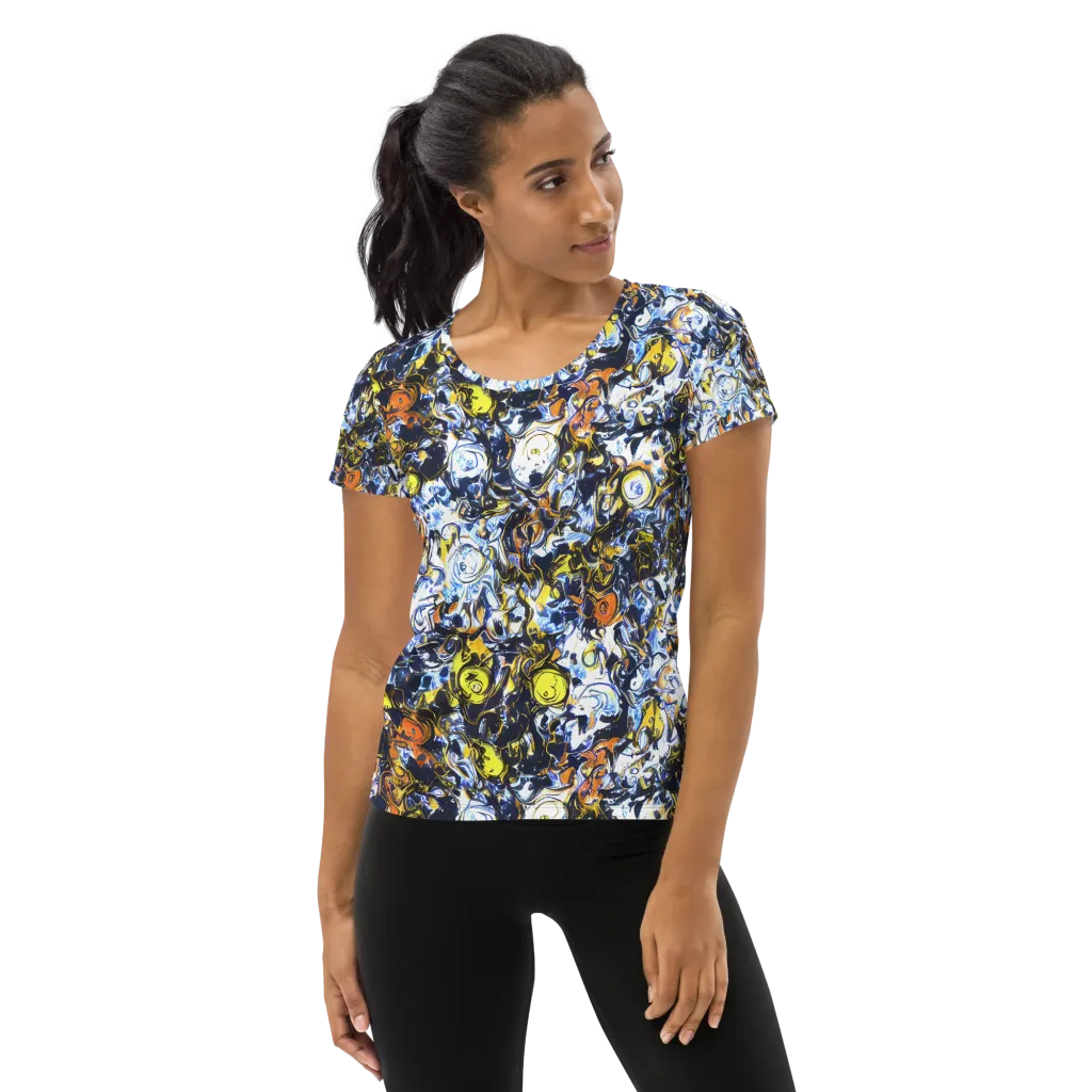 Lemon Static on Women's Athletic T-Shirt — Front