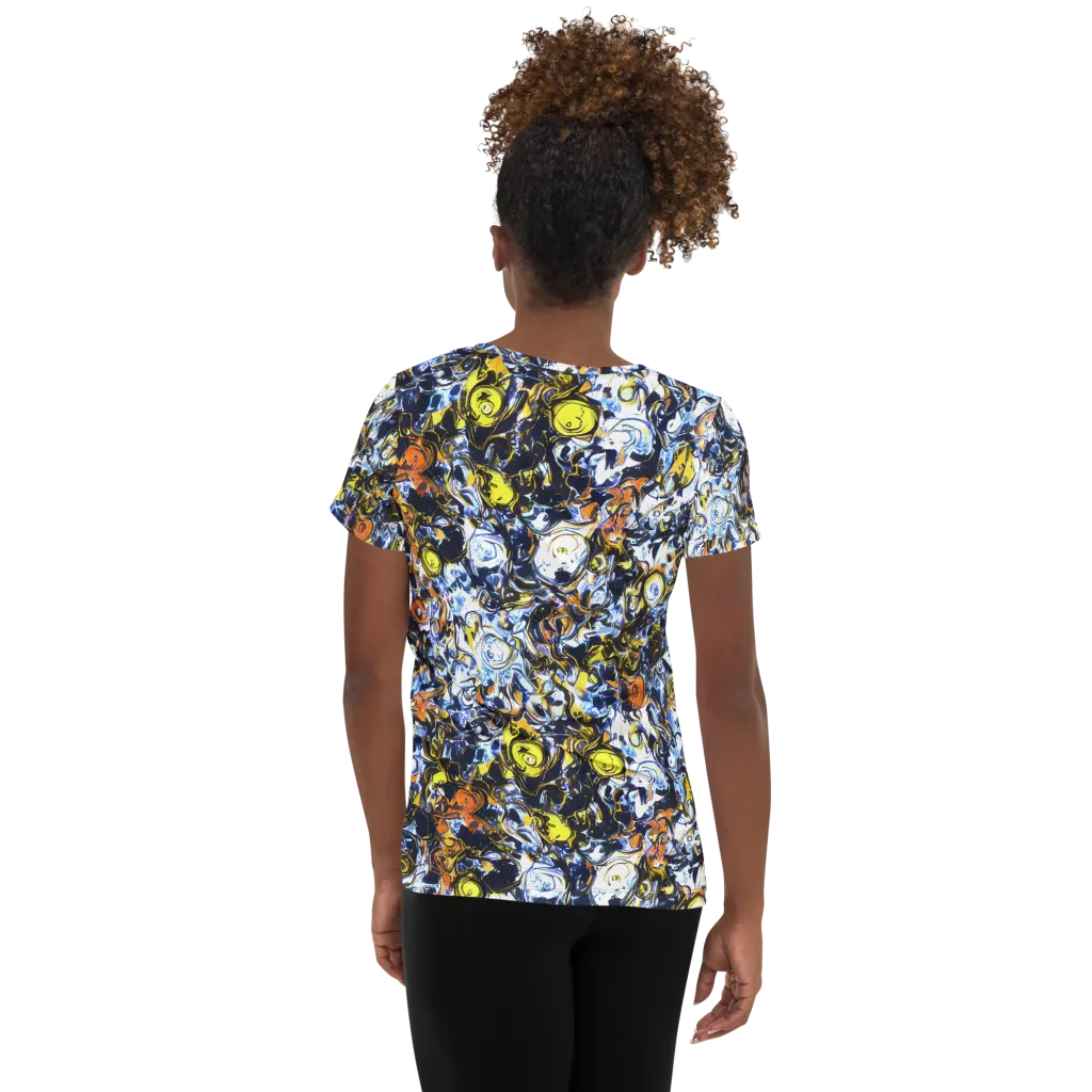 Lemon Static on Women's Athletic T-Shirt — Back
