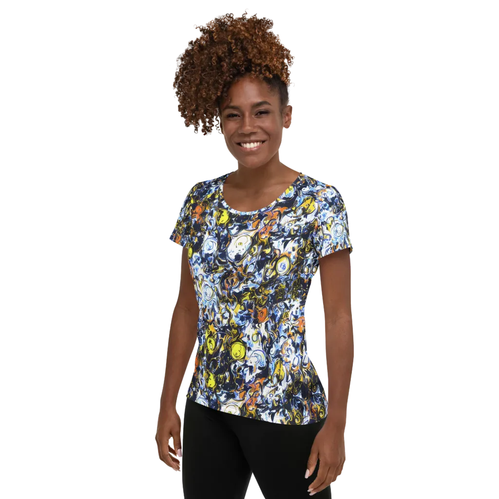 Lemon Static on Women's Athletic T-Shirt — Left