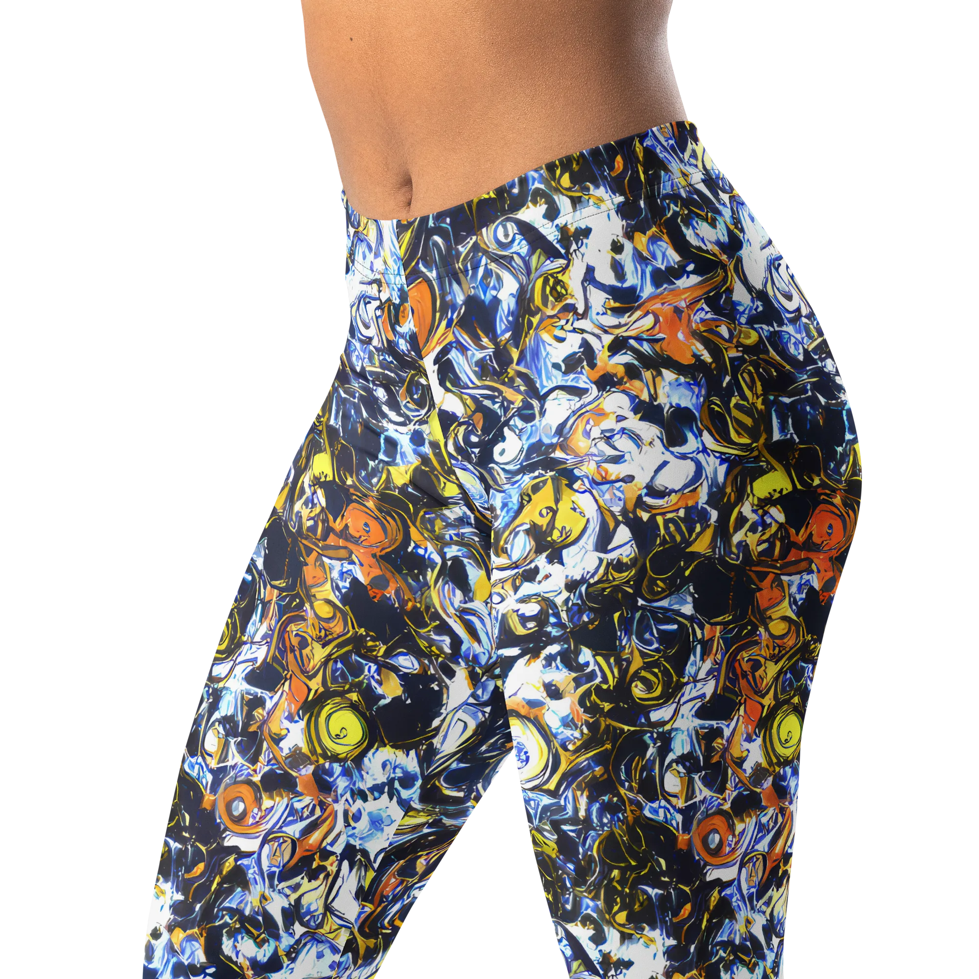 Lemon Static on Leggings — Left Front