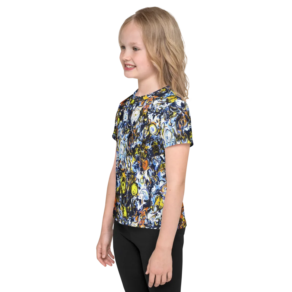 Lemon Static on Kids Crew Neck T-Shirt — Left