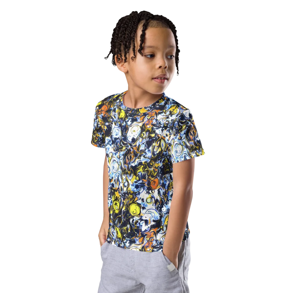 Lemon Static on Kids Crew Neck T-Shirt — Left Front