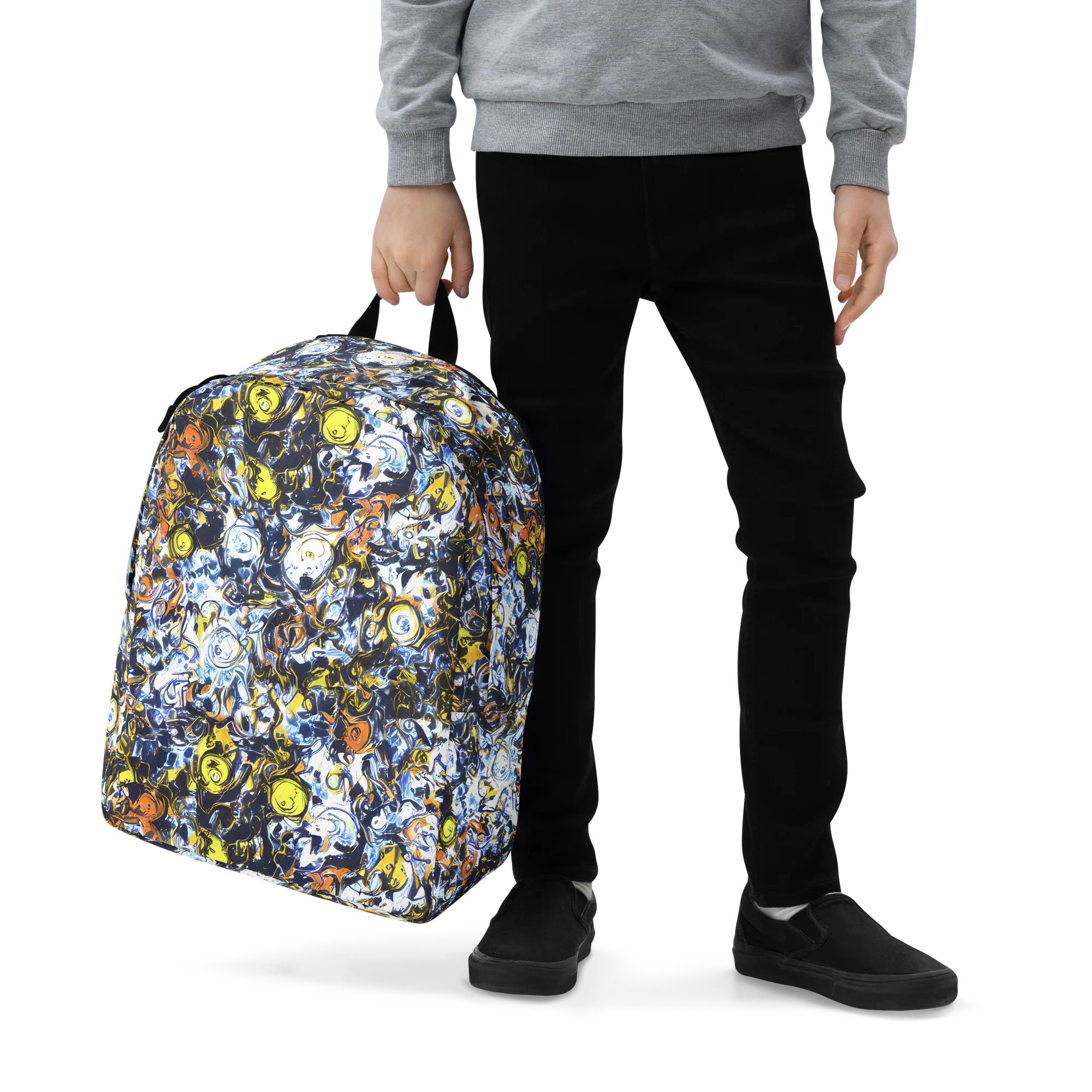 Lemon Static on Minimalist Backpack — Zoomed-in