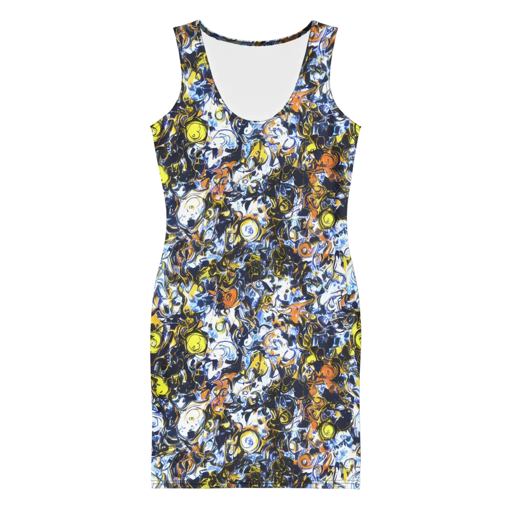 Lemon Static on Bodycon Dress — Front