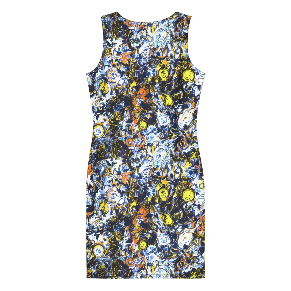 Lemon Static on Bodycon Dress — Back