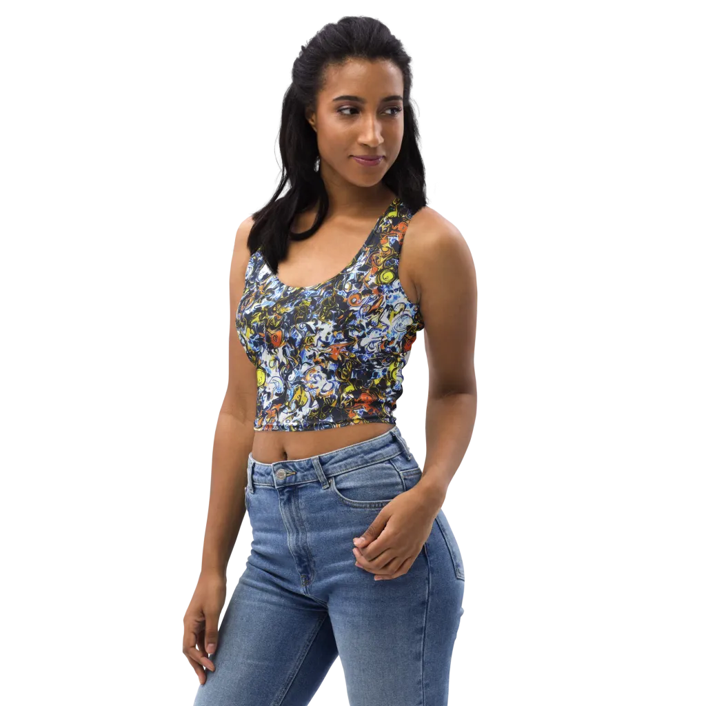 Lemon Static on Crop Top — Left Front