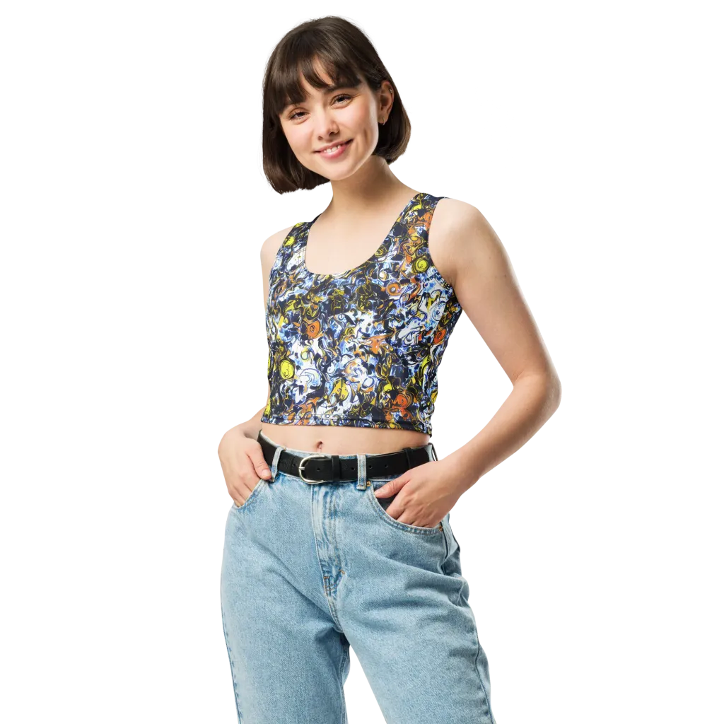 Lemon Static on Crop Top — Front