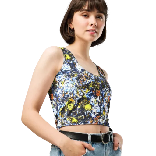 Lemon Static on a Crop Top
