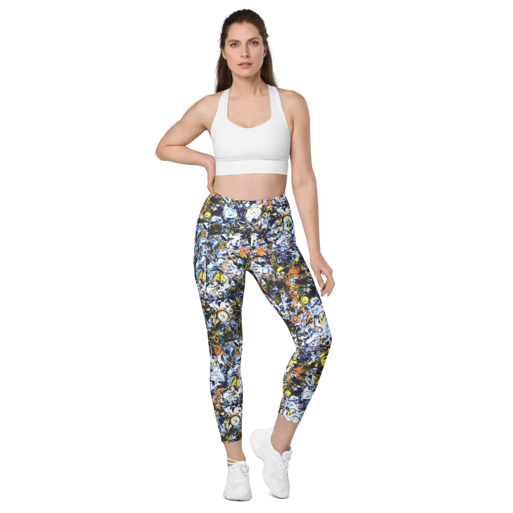 Lemon Static on Leggings with Pockets — Front