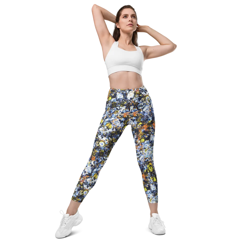 Lemon Static on Leggings with Pockets — Front