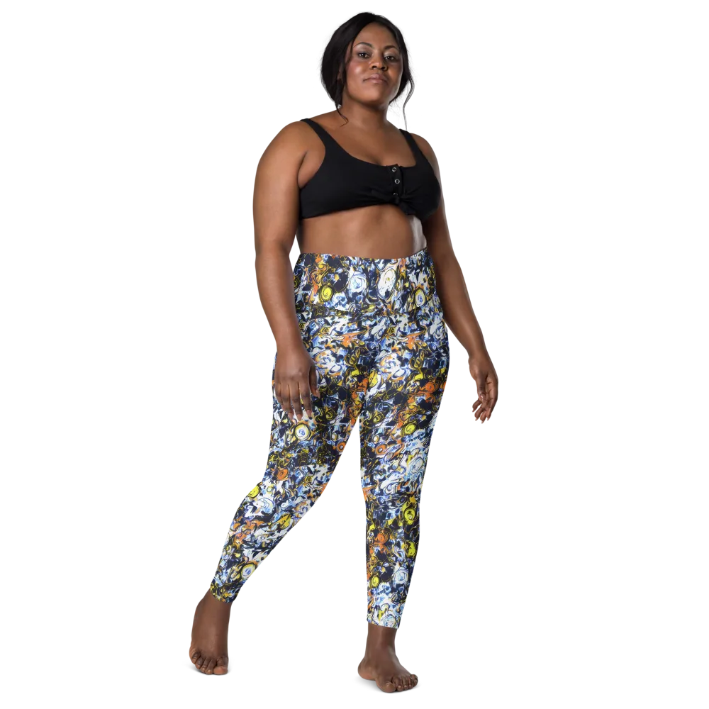 Lemon Static on Leggings with Pockets — Front