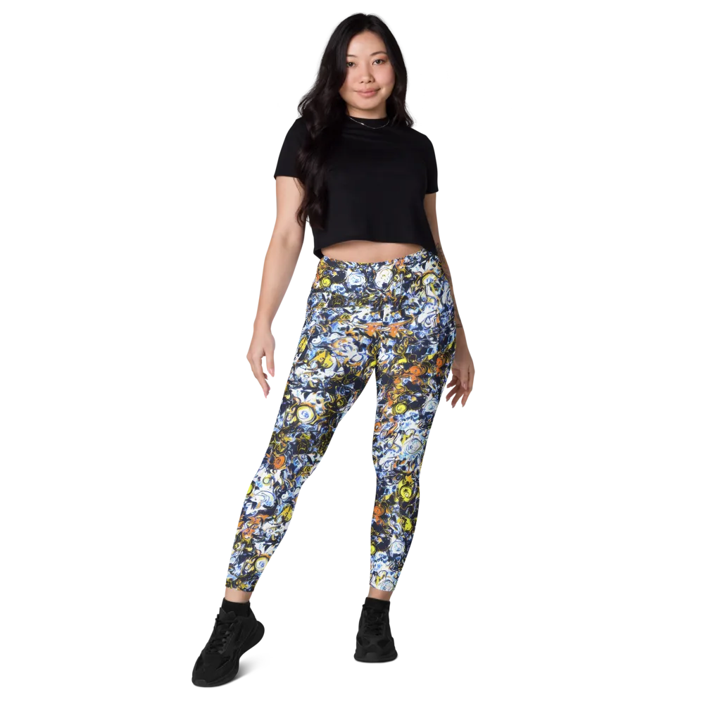 Lemon Static on Leggings with Pockets — Front