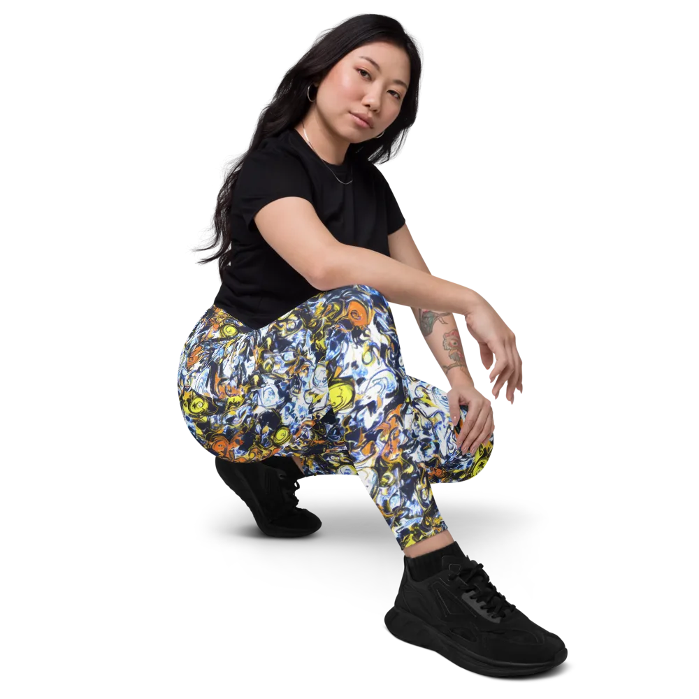 Lemon Static on Leggings with Pockets — Right Front