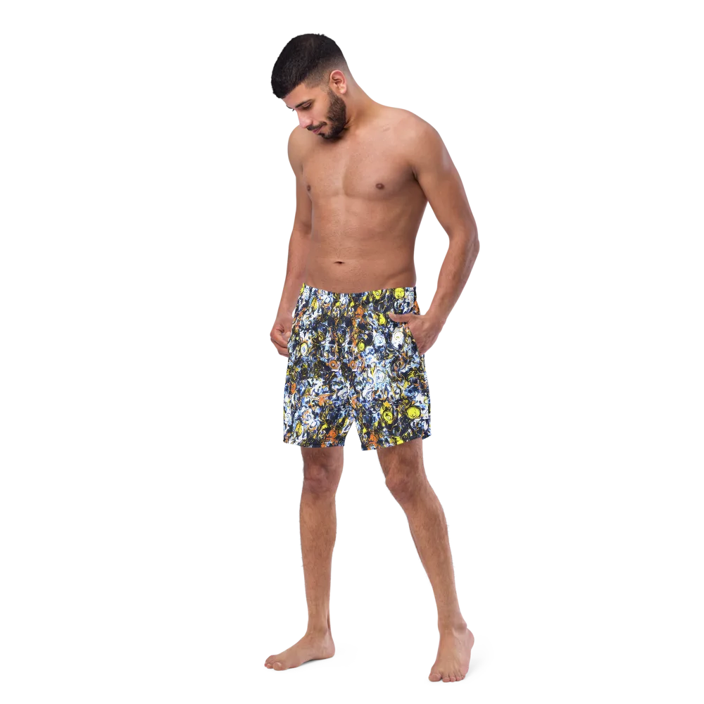 Lemon Static on Swim Trunks — Left Front
