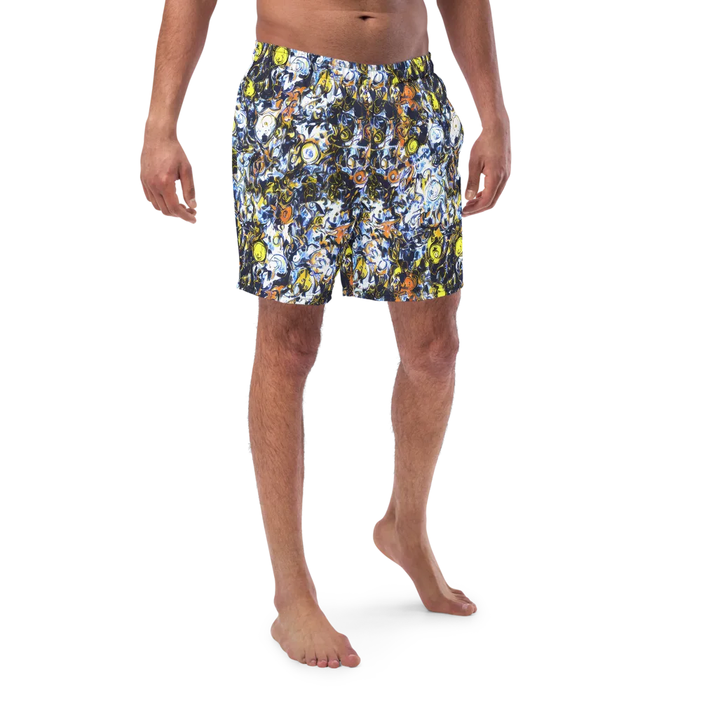 Lemon Static on Swim Trunks — Front